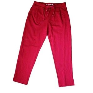 Betabrand High Rise SoHo Jogger Pants Womens Petite Medium Red Skinny Leg Career